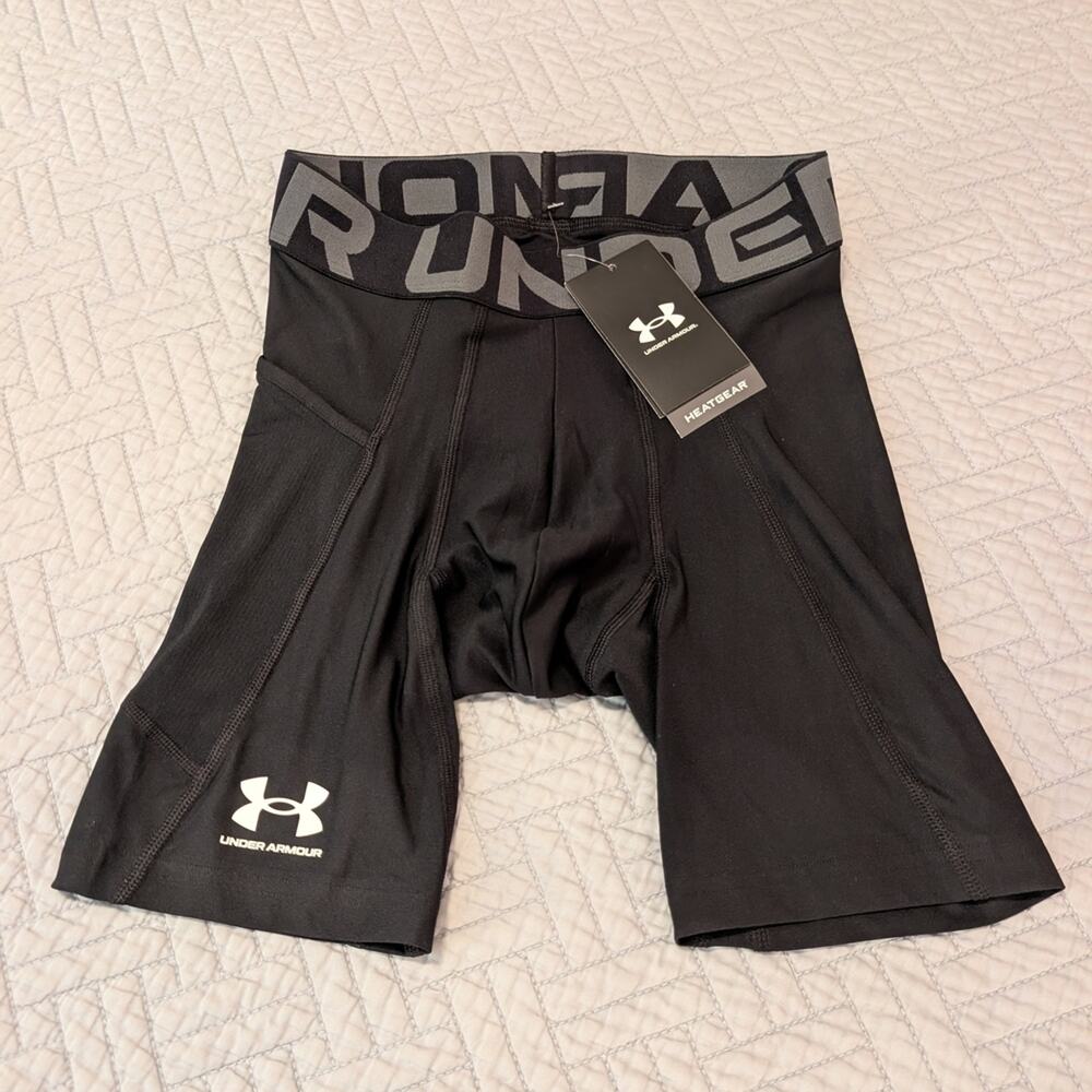 NWT Under Armour Men's Compression Shorts S Black HeatGear 6" Shorts (0291)